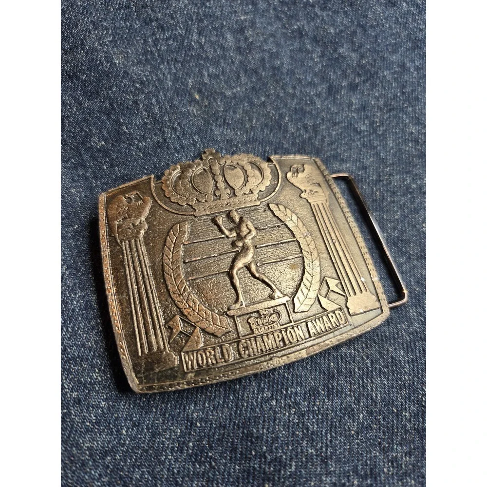 Vintage Boxing World Champion Award Belt Buckle - RARE & Heavy